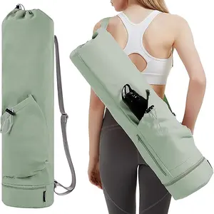 Yoga Mat Bag with Water Bottle Pocket and Bottom Wet Pocket, Exercise Yoga Mat Carrier Multi-Functional Storage Bag, Yoga Bag with Pockets