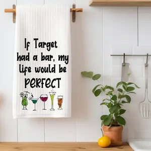 " If Target had a Bar" Sassy Fun Waffle Weave Kitchen Towel - Super Absorbent, 15 x 24 Inches, Made of Polyester, Machine Washable, Handmade, Durable