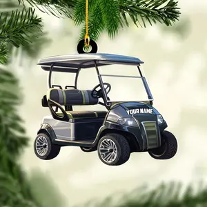 Personalized Golf Christmas Tree Ornament, Golf Cart Ornaments for Golfer, Golf Bag Christmas Decorations, Sport 2D Acrylic Flat (Golf 2)