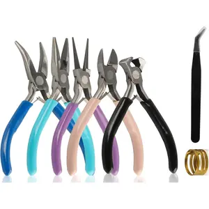 5-Piece Professional Jewelry Pliers Set for Wire Crafting & Repair ： Includes Chain Nose, Round Nose, Bent Nose, Needle Nose & Wire Cutters