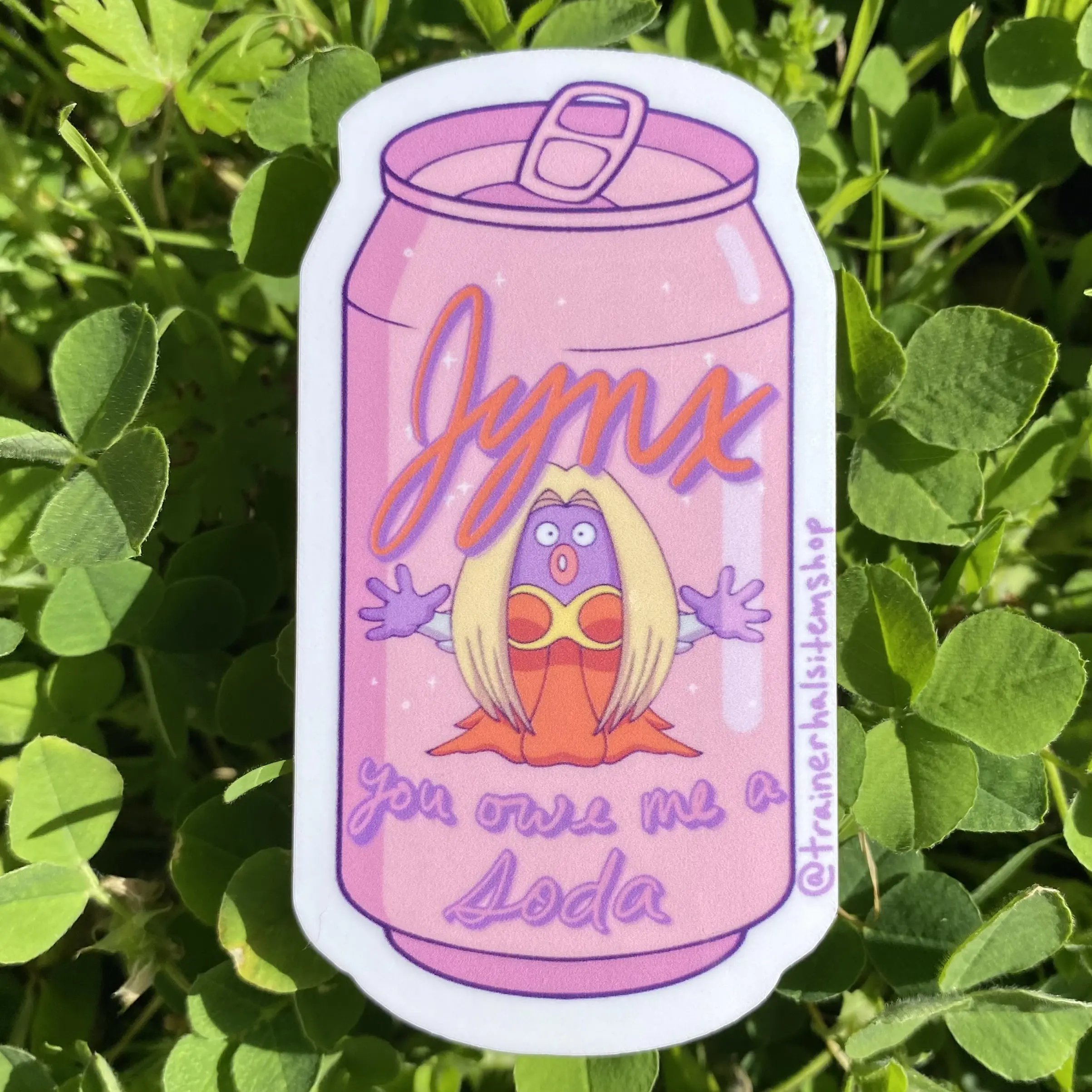 Poke Pun “Jynx You Owe Me a Soda” Sticker | Kawaii Vaporwave Decal
