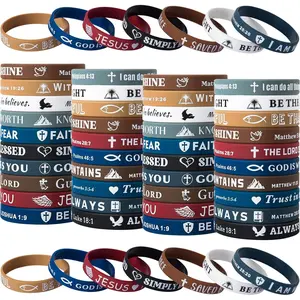 20 Pcs/Set Silicone Bible Verse Bracelets – Cute Christian Bracelet Colored Wristbands – Comfortable and Lightweight – Perfect Religious Gifts for Men, Women