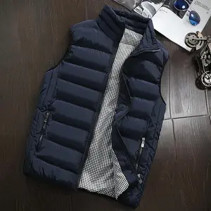 Winter padded sleeveless jacket warm thick cotton vest — casual windproof quilted gilet waistcoat