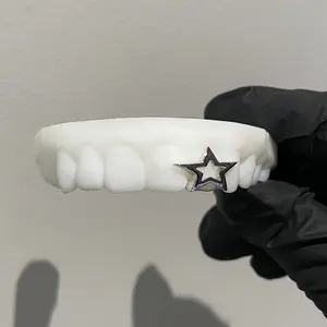 Custom 925 Sliver RockStar Teeth Grillz for Men Women