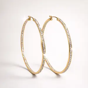 Stainless Steel Pavé Hoop Earrings – Waterproof & Tarnish-Free Shine