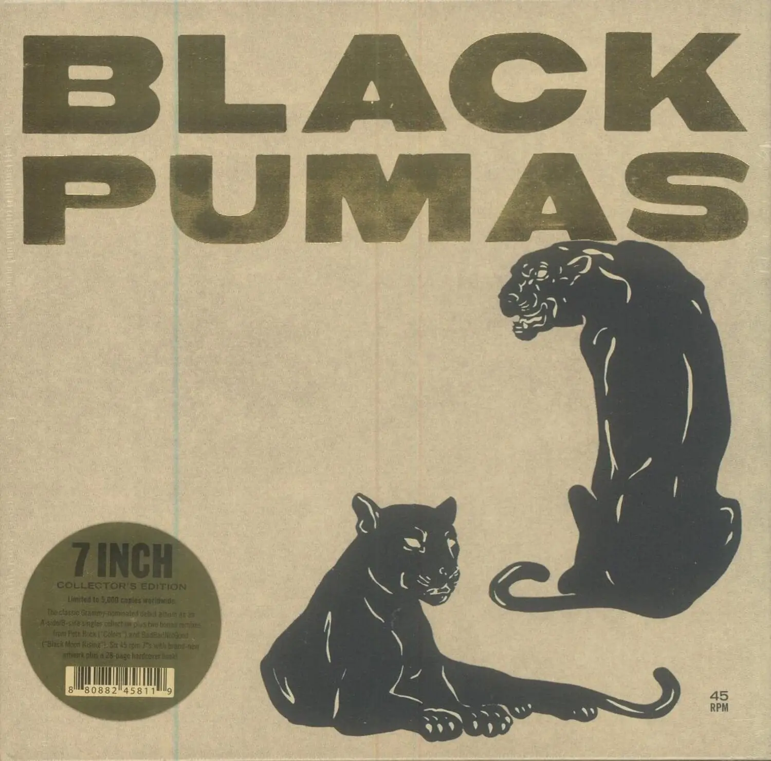 Black Pumas ATO Records Collector's Edition Oversize 7-Inch Vinyl 7" Boxed Set - Album Tracks, Bonus 6th Single: Black Moon Rising, Colors, Know You Better, Fire, Oct 33, Stay Gold, Old Man, Confines, Touch the Sky, Sweet Conversations (Oversize Item)