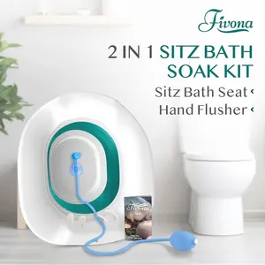 Sitz Bath for Hemorrhoids Soak and Postpartum Care | Toilet Seat | Bartholin Cyst Tub | at Home Soaking Procedures for Man and Detox Vaginal Steaming for Women with Massage Hand Flusher