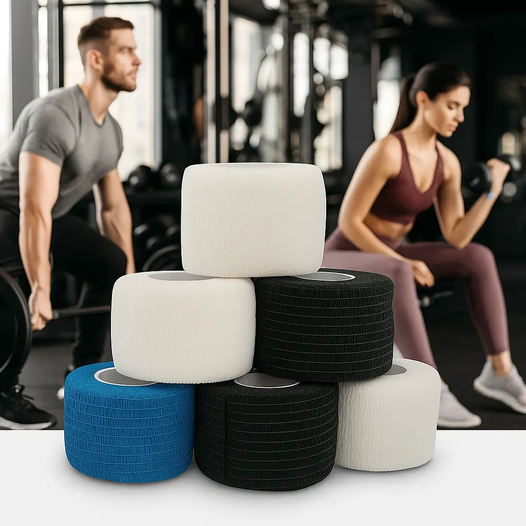 Colorful Sport Self Adhesive Elastic Bandage Wrap Tape for Knee Support Pads Finger Ankle Palm Shoulder High Flexibility Non Adhesive Compression Tape