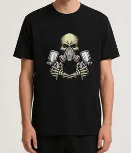 Men's Short-Sleeve Round Neck Soft T-Shirt - Menswear Top with Cool Punk Skull Print, Regular Comfortable Fit, Ideal for Car Enthusiasts, Great Holiday Gift