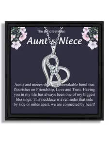 1 piece silver infinite heart pendant necklace for Valentine's Day birthday Exquisite Jewelry Gift to niece and aunt with blessing card and box Love Heart Necklace