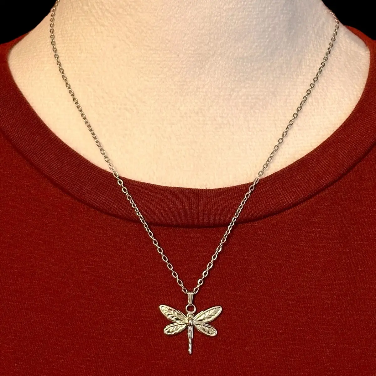 Fashion Stainless Steel Dragonfly Pendant Necklace Jewelry Women Men Gift New