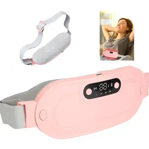 Menstrual Heating Pad Uterus Warmer Belt with 4 Vibration Modes & 3 Heating Levels for Cramp Relief & Abdominal Comfort Pink