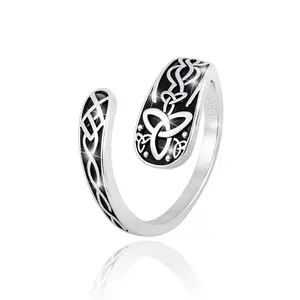 925 Sterling Silver Celtic Knot Adjustable spoon Ring for woman , Vintage Irish Trinity Knot Jewelry, Unisex Open Band Ring Gift for Birthday, Anniversary & Valentine’s Day