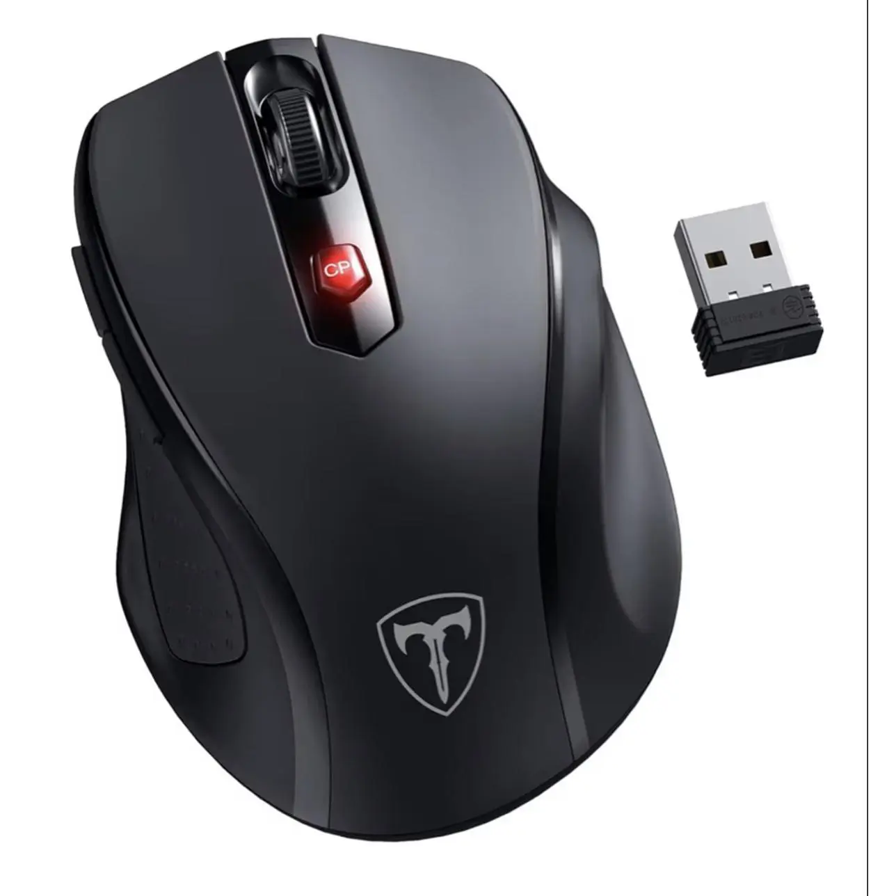 HOTWEEMS Wireless Mouse, D-09 Computer Mouse USB Cordless Mice for Laptop, Ergo Grips, Lightspeed 5-Level 2400 DPI, 16 Months Battery, Portable for PC Mac Chromebook (Black) 5-Level 2400 DPI, Ergonomic, 16 Months Battery, Portable D-09 Computer Mouse for