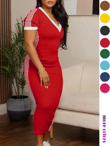 Women's Casual Loose Fit Knit Dress, V Neck, Plain Style, Perfect for Daily Wear, Fashionable and Comfortable Everyday