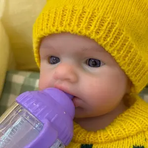 13-Inch Solid Silicone Reborn Doll Girl, Open Mouth, Washable, Best Gift Toy for Kids, Realistic Baby Doll for Children, Soft Dolls