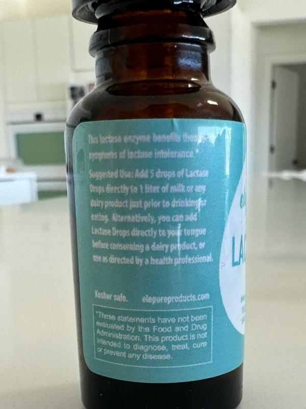 Lactose Intolerant Enzyme Drops – All-Natural, 100 Servings for Dairy Relief Milk Dietary