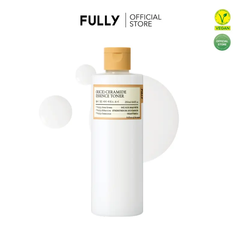 [Fully Official Shop] Korean Rice Water Ceramide Essence Toner - Vegan, Plant-Based, Cruelty-Free, Gentle, Sensitive-Friendly, Lightweight 250ml(8.45 fl.oz) - Daily Hydrating, Repair, Radiance, Barrier Support, Moisture Boost, 3min Pack, 3-Step Mask Prep