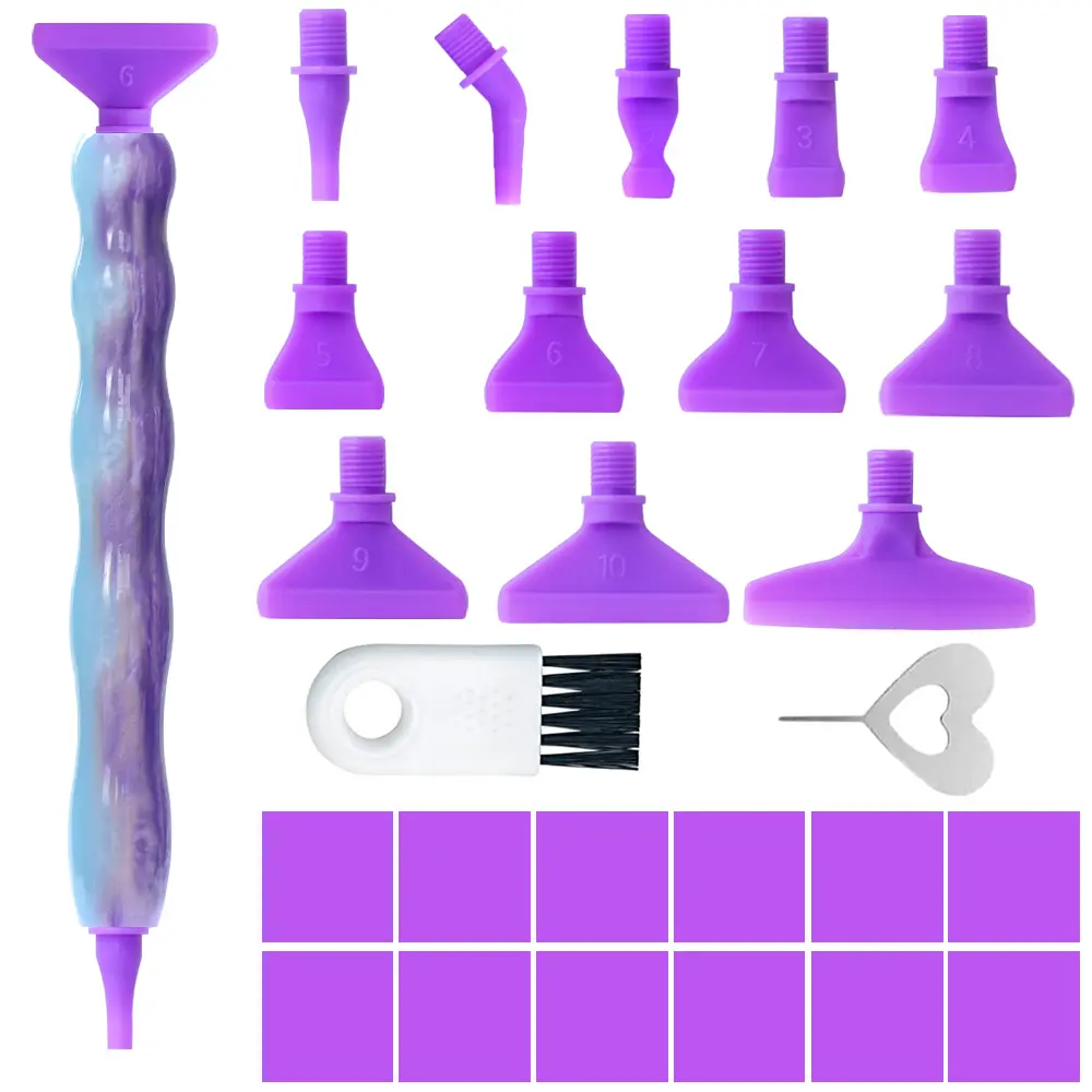 Resin Diamond Painting Pen Kit with 12 Replaceable Tips, Ergonomic Crystal Handle, Multi Placer Drill Pen Tool Set for 5D Diamond Art DIY Crafts
