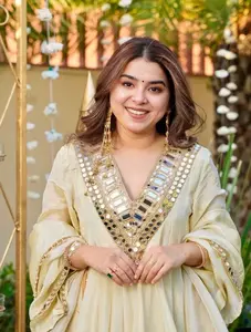 Cosmos Gold Zari Silk Sharara Set with Mirror Work Dupatta