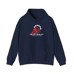 Platinum Performance New Logo Hoodie Navy Blue with Red and White Graphic Emblem Medium Size Unisex Heavy Blend Cozy Sweatshirt