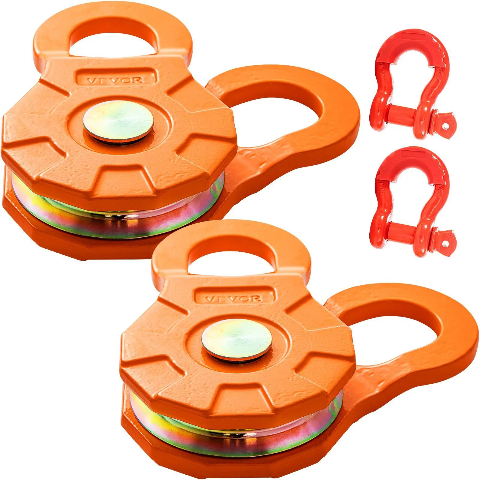 【Summerfinds】VEVOR Snatch Block, 11T/25,000 LBS Working Load Limit, Heavy Duty Winch Pulley for 0.55\"/14 mm Synthetic Rope or Soft Shackles, Off-Road Recovery Accessories for Tractor, Truck, ATV & UTV, 2 Packs
