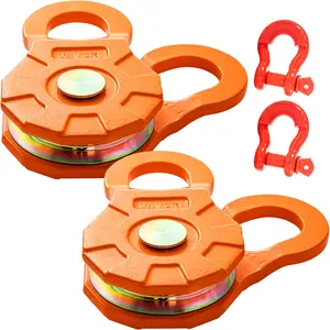 【Father's Day】VEVOR Snatch Block, 11T/25,000 LBS Working Load Limit, Heavy Duty Winch Pulley for 0.55\"/14 mm Synthetic Rope or Soft Shackles, Off-Road Recovery Accessories for Tractor, Truck, ATV & UTV, 2 Packs
