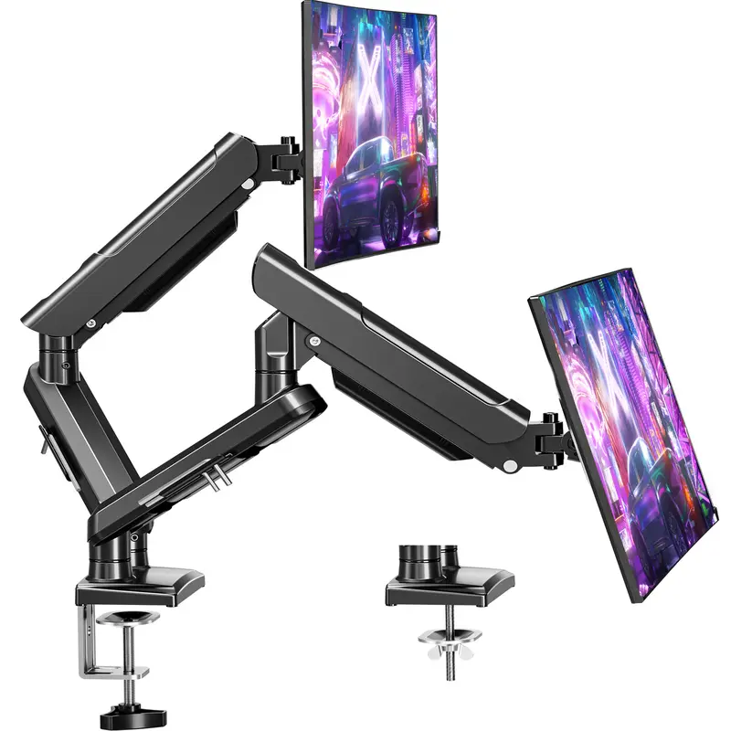 OLIXIS Dual Monitor Stand – Gas Spring Desk Mount For 13-32 Inch Screens, VESA 75/100
