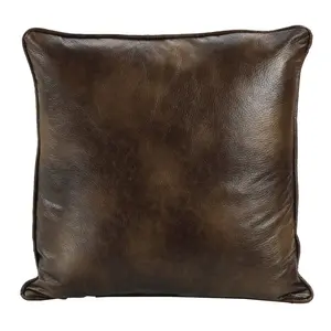 Brown Faux Leather Euro Pillow