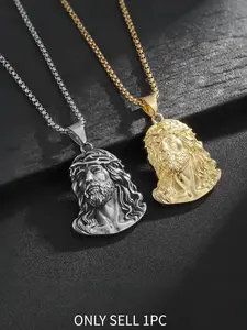 Jesus Head Pendant Necklace for Men/women, Vintage Crown of Thorns Jesus Chain, Religious Jewelry, Unisex Spiritual Accessory