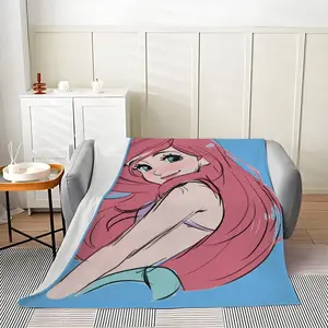 Ariel Hand-Drawn Soft Plush Blanket, Perfect for Bedroom Living Room Pet Lovers' Space, All-Season Comfortable Blanket