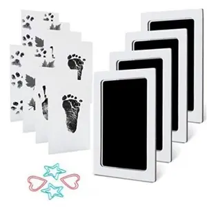 Paw Print Kit – Mess-Free Clean Touch 4-Pcs Ink Pads with 8 Imprint Cards, Perfect Keepsake & Memorial Gift for Dogs & Cats-Black