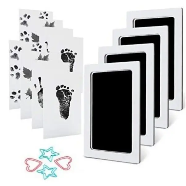 Paw Print Kit – Mess-Free Clean Touch 4-Pcs Ink Pads with 8 Imprint Cards, Perfect Keepsake & Memorial Gift for Dogs & Cats-Black