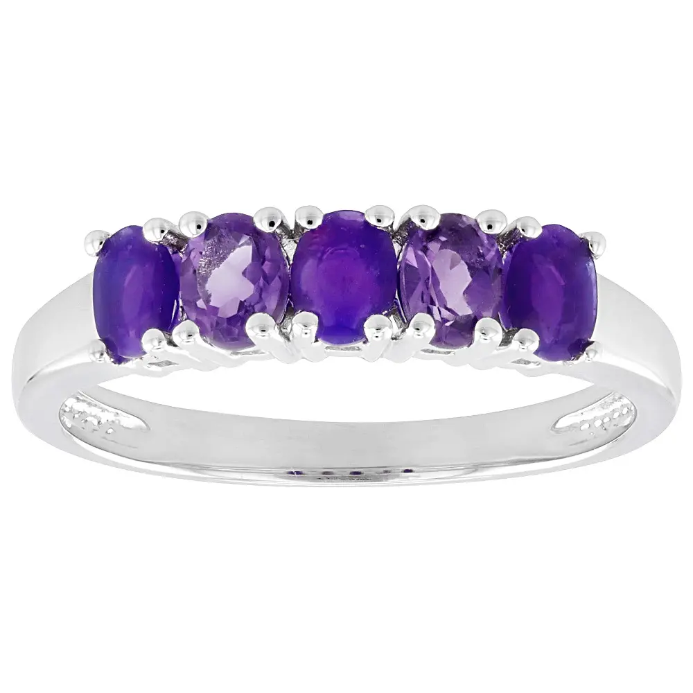 JTV Purple Ethiopian Opal Rhodium over Sterling Silver Ring 0.55ctw