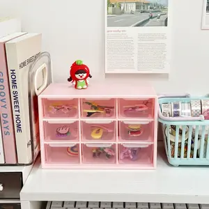 9-Drawer Desktop Organizer Box, Desk Organizer Tidy, Multi-Color Options, Space-Saving Cube, Transparent Drawers, Smooth Sliding Tracks, Ideal for Desk Storage, Table Organizers