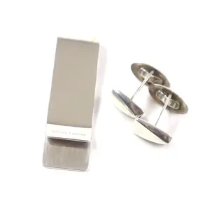 Pre-owned Tiffany & Co. Sterling Silver 925 (Ag925) Small Leather Goods Tiffany&Co. Engraved logo SV925 2way Cufflinks Money Clip