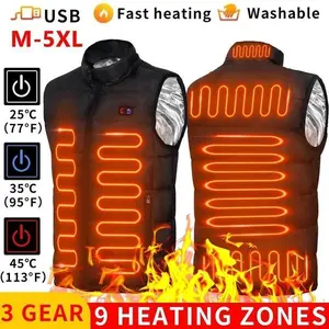 9 Zone Heated Vest Electric Heated Jacket for Men and Women Graphene Heat USB Heating Design Polyester Winter Coat Hooded Soft Warm Daily Casual Wear Street Style Suitable for Daily Use(Sheets)