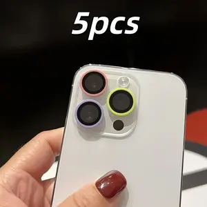 5-Piece Camera Screen Protector for iPhone 17/16/15/14/13/12/11 - Pink, Blue, Green, Yellow, Purple Non-Repeating Lens Film - Scratch-Resistant, Protective, Beautiful, and Practical Accessories