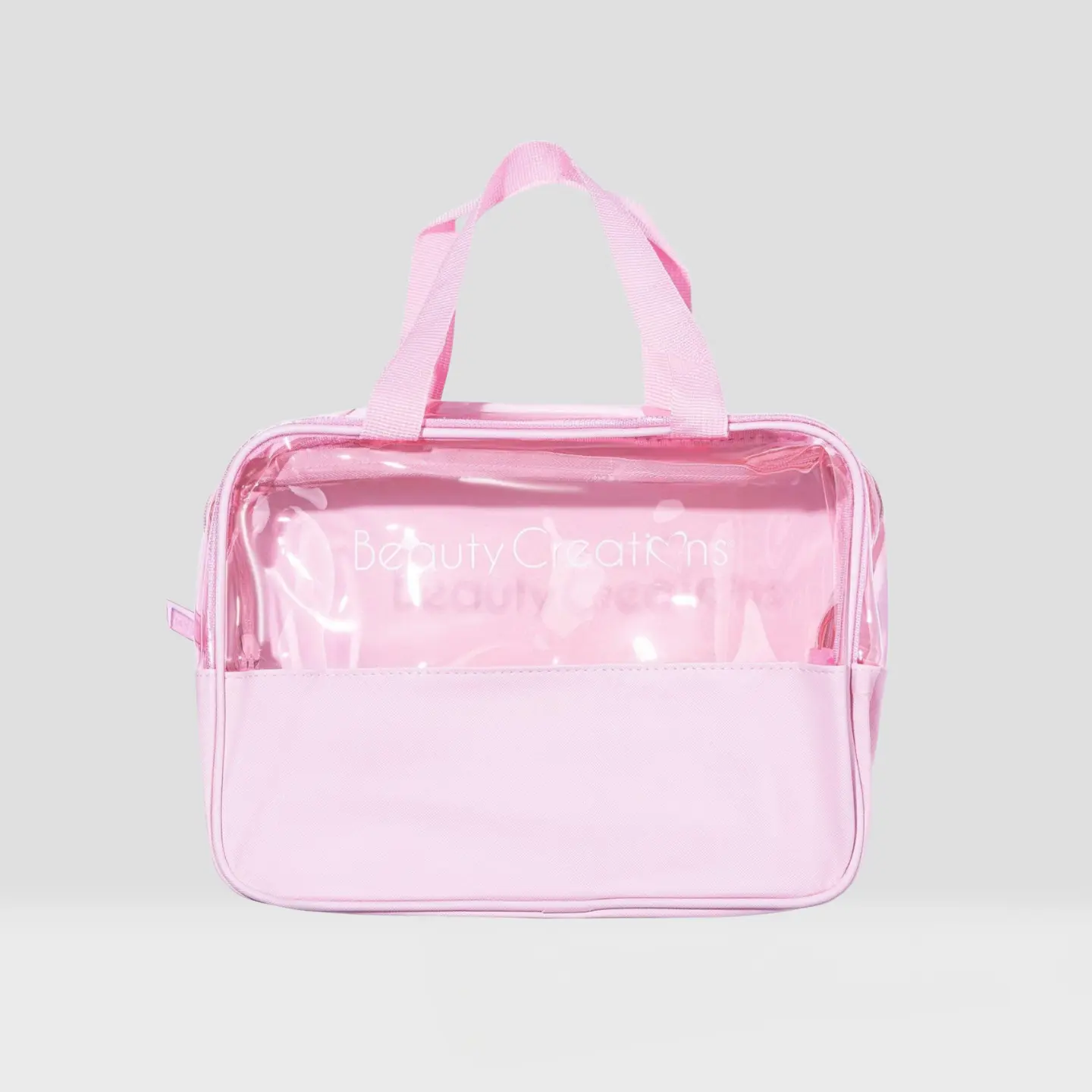 Beauty Creations Large Makeup Bag for Women – Light Pink Travel Makeup Organizer, Durable Easy-Clean Cosmetic Pouch with 11in x 8.5in x 4in Dimensions, Spacious Toiletry & Skincare Storage