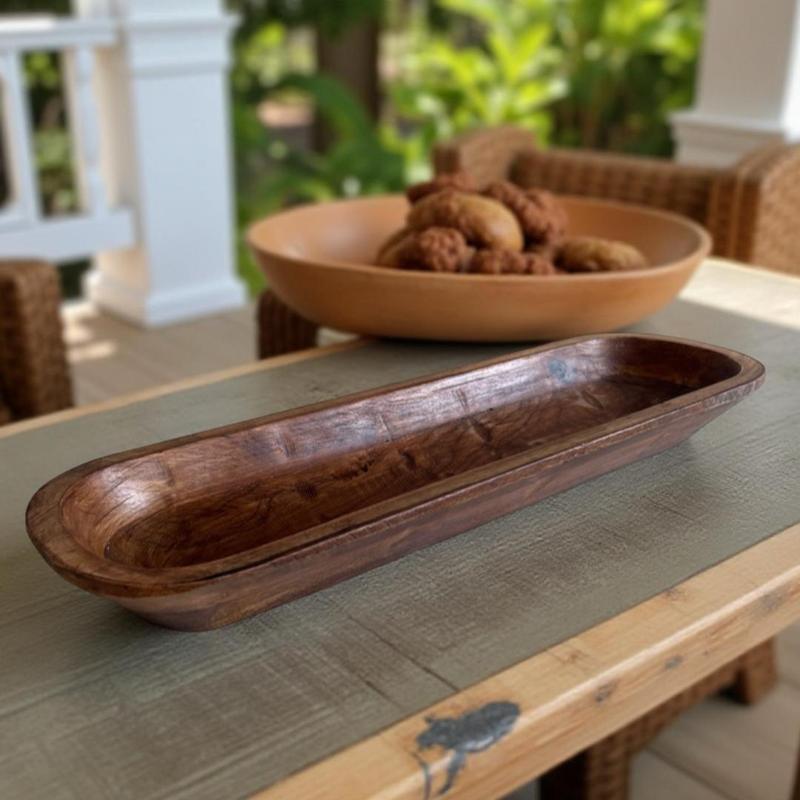 TLC Candle Co. Decorative Wooden Dough Bowl - Sturdy Rustic & Vintage Design for Home Decoration & Gifts - Hand Carved Wood with Unique Imperfections - Ideal for Versatile Use Saladbowl Sundaebowl