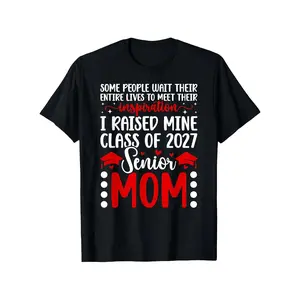 [100% Cotton] 100% Cotton Class of 2027 Senior Mom of Graduate 2027 Senior Mother T-Shirt Same Style for Men And Women 2026 Summer Short-Sleeved Printed T-Shirt 180G