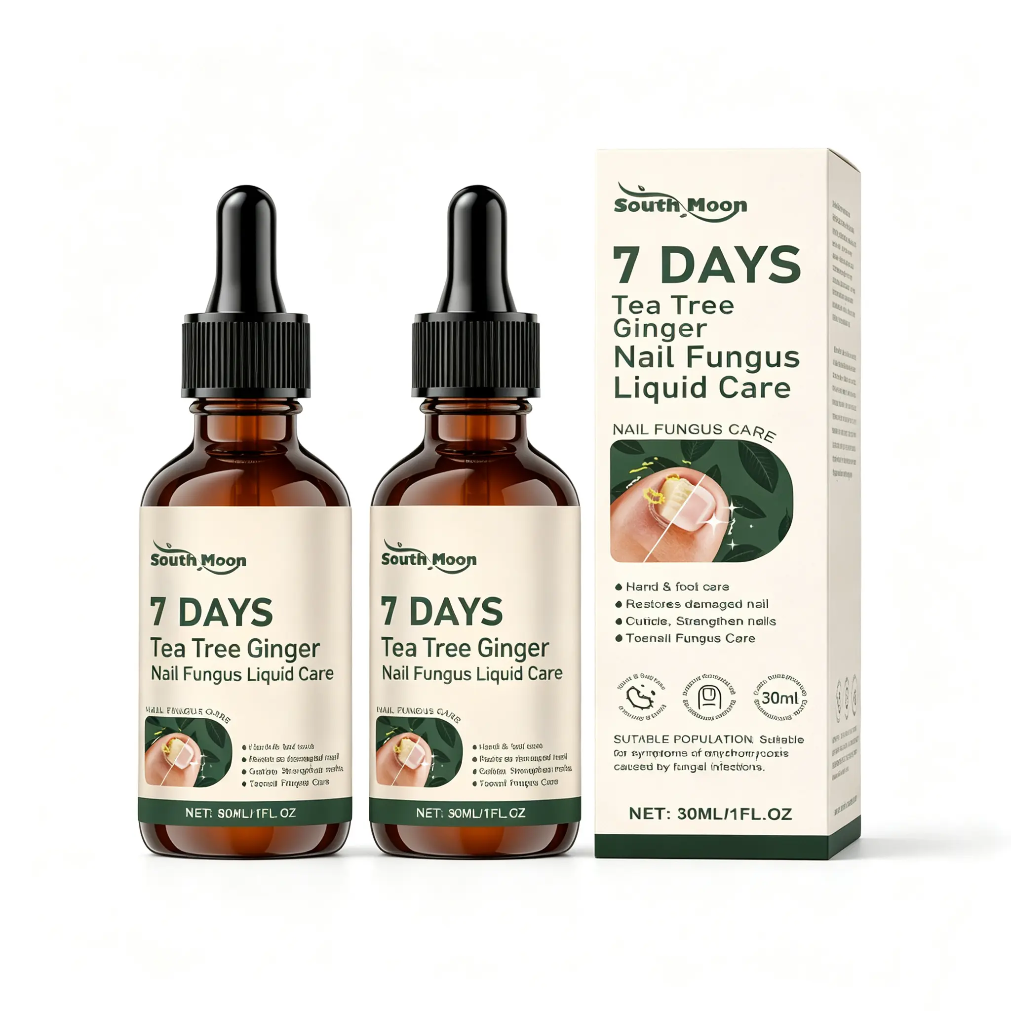 7 DAYS Tea Tree Ginger Nail Liquid Care, Vegan Formula with Vitamin E & Botanical Oils, Strengthen & Protect Nails Naturally, Treat Natural nail treatment for healthy cuticles, Powerful Nail Serum for Strong Nails