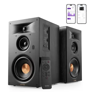 ULTIMEA 3-Way Powered Bookshelf Speakers with 5.25'' Woofer, 70W RMS, App, Edge Horn & BassMX, SUB Out & HDMI ARC for Home Theater, Bluetooth 6.0, Auracast, Grille-Free Design, BS-3