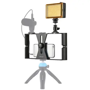 PULUZ Professional Stabilizer with Fill Light and Adapter Bracket for Smartphone Video Recording and Live Streaming Portable Vlog