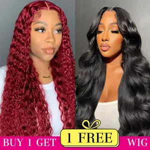 [Combo sale 28"&22"]" buy1 get 2 wig ” 13x4 99J Jerry Curly Lace Front Wigs Human Hair with Baby Hair 180% DensityStraight Human Hair Wigs for Women