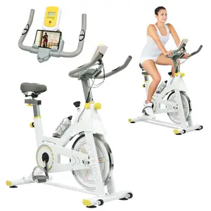Indoor Exercise Bike, Stationary Bikes for Home Gym with 330 LB Capacity, Workout Bike with Comfortable Seat Cushion & Digital Display with Pulse & Water Bottle