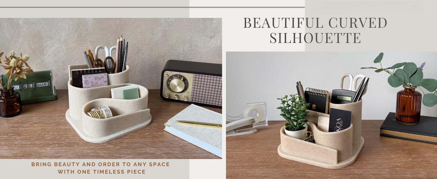 Bohemian Style Neutral Beige Pen Holder, Premium Aesthetic Desk Organizer, Stylish Desk Accessories, Sturdy Cute Pencil Holder, Practical Office Supplies, Ideal Home Office Decor For Women, Perfect For Spring Desk Makeover |