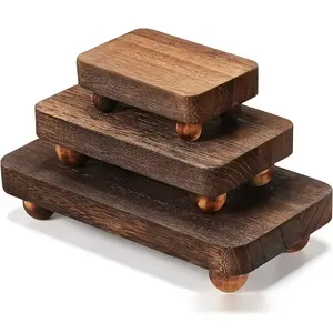 3PCS Natural Wood Candle Display Stand, Minimalist Wooden Base for Scented Candles, Home Decor Candle Holder Rack