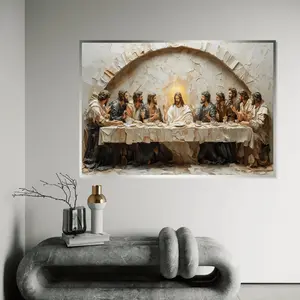 [sale Up To 40%] [unframed] Last Supper Canvas Religious Wall Art Jesus With Disciples Spiritual Canvas Print Wall Art Minimal Posters (No Frame)