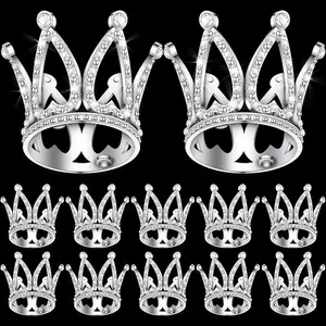 12 Pieces Mini Crowns for Flower Bouquets Mini Crown Cake Topper Coronitas Small Princess Cake Decoration for Women Lady Girl Bridal Wedding Baby Shower Birthday Party(Silver)